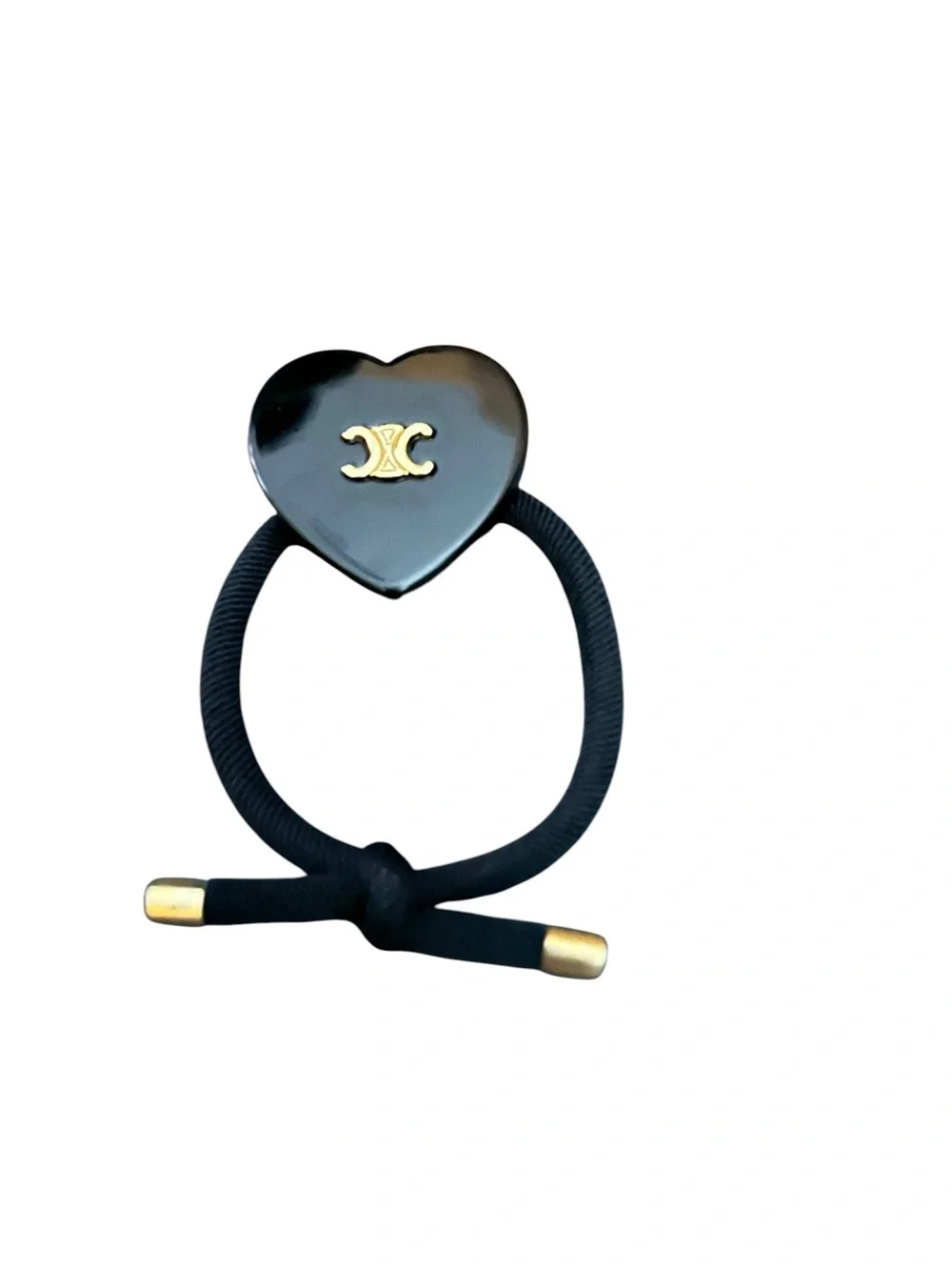 Black Heart Hair Tie with Gold Accent